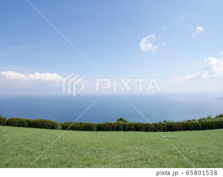 芝生の先に広がる海と空 芝生の先に広がる海と空 65801538