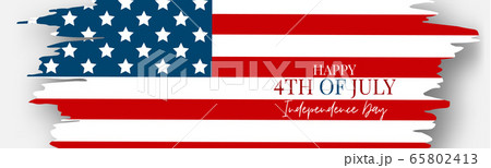 4th of July Independence Day celebration banner or header. USA national holiday design concept with a flag. 65802413