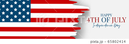 4th of July Independence Day celebration banner or header. USA national holiday design concept with a flag. 65802414