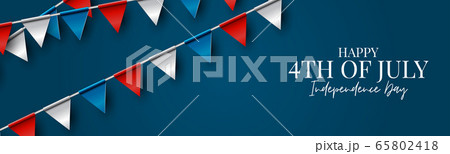 4th of July Independence day celebration banner or header. USA national holiday design concept with bunting flags. 4th of July Independence day celebration banner or header. USA national holiday design concept with bunting flags. 65802418