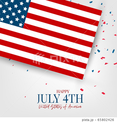 Happy July 4th Independence day celebration banner. USA national holiday design concept with a flag.  65802426