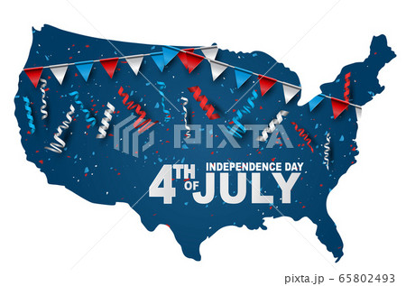 4th of July banner in a shape of the United States map territory. USA Independence day celebration backdrop. 4th of July banner in a shape of the United States map territory. USA Independence day celebration backdrop. 65802493