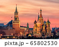 St. Basil's Cathedral and the Spassky Tower of the Moscow Kremlin at sunset St. Basil's Cathedral and the Spassky Tower of the Moscow Kremlin at sunset 65802530