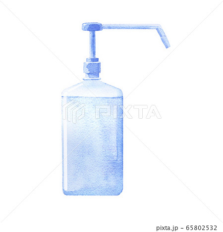 ボトル式手指消毒液・ハンドジェル。ハンドサニタイザー。（水彩イラストのトレースベクター） 65802532