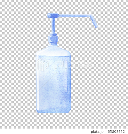 ボトル式手指消毒液・ハンドジェル。ハンドサニタイザー。（水彩イラストのトレースベクター） 65802532