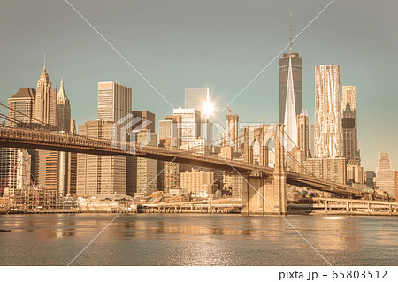 Vintage Famous Skyline of downtown New York City Vintage Famous Skyline of downtown New York City 65803512