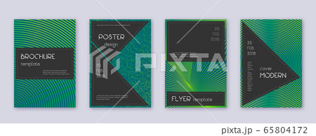 Black brochure design template set. Green abstract 65804172