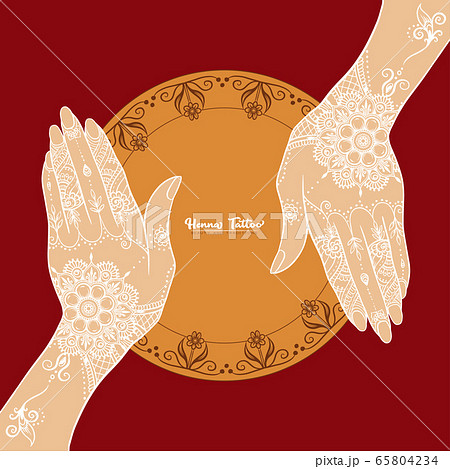 Hands with traditional indian henna tattoo. 65804234