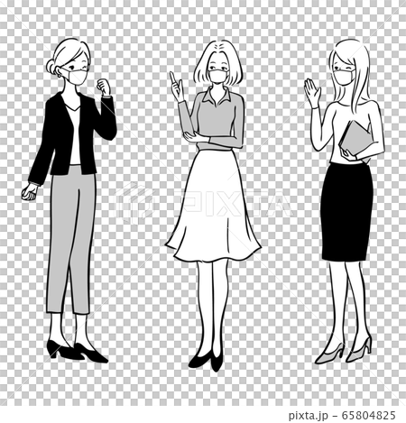 成年女性戴著面具業務單色插圖 65804825