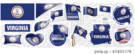 Vector set of flags of the American state of Virginia in different designs Vector set of flags of the American state of Virginia in different designs 65805776