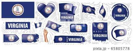 Vector set of flags of the American state of Virginia in different designs Vector set of flags of the American state of Virginia in different designs 65805778
