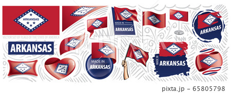 Vector set of flags of the American state of Arkansas in different designs 65805798