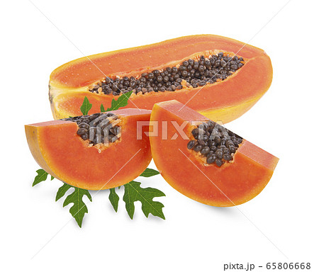 slices of sweet papaya on white background slices of sweet papaya on white background 65806668