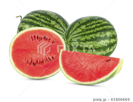 Slice of watermelon isolated on white background. 65806669