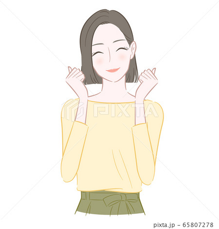 ガッツポーズをする笑顔の女性のイラスト 65807278