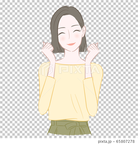 ガッツポーズをする笑顔の女性のイラスト 65807278