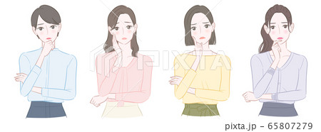 悩む4人女性のイラスト  65807279