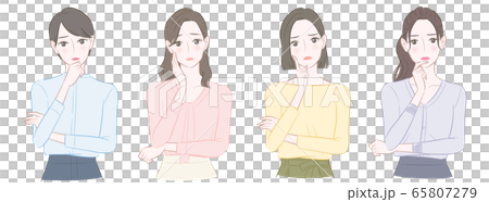 悩む4人女性のイラスト  65807279