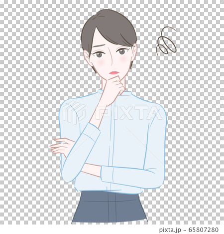 悩む女性のイラスト 65807280