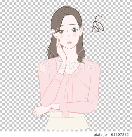 悩む女性のイラストのイラスト素材