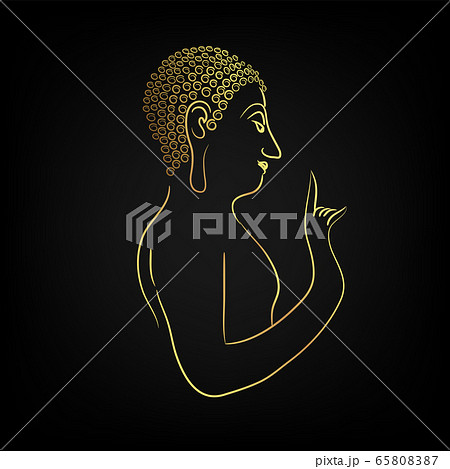 Golden buddha head with golden border element 65808387