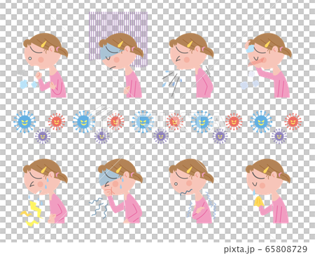 女の子　体調不良　表情　セット 65808729
