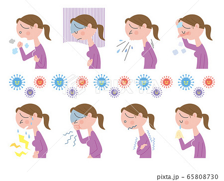 女性　体調不良　表情　セット 65808730