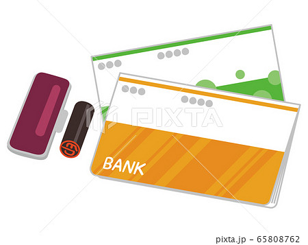 銀行の通帳と印鑑のイラスト 65808762