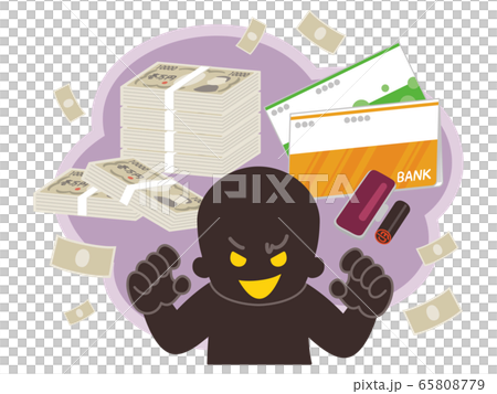 詐欺に注意　詐欺師とお金と銀行通帳 65808779