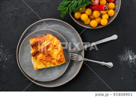 Cheese puff pie from unleavened dough 65808901