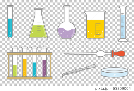 試験管 フラスコ 実験用具セット イラストのイラスト素材