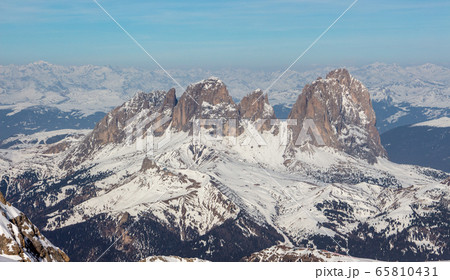 Italy Dolomites Langkofel skiing area wolkenstein Winter Mountains Landscape Italian alpes 65810431