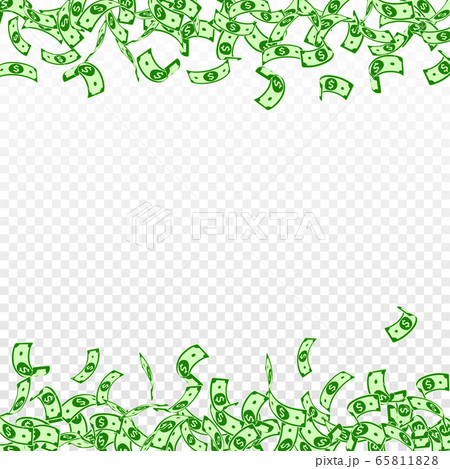 American dollar notes falling. Small USD bills on American dollar notes falling. Small USD bills on 65811828