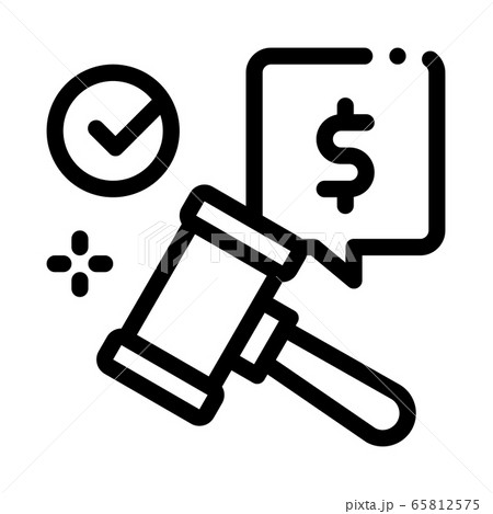 auction hammer hit for sale approval icon vector outline illustration 65812575