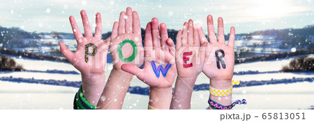Children Hands Building Word Power, Winter Scenery 65813051
