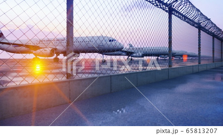 Commercial aircraft at the airport are waiting for departure. 3D Rendering. 65813207