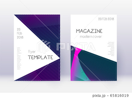 Triangle cover design template set. Neon abstract  65816019