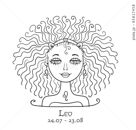 Illustration of Leo zodiac sign. Element of Fire. Beautiful Girl Portrait. One of 12 Women in Collection For Your Design of Astrology Calendar, Horoscope, Print. Coloring Page Illustration of Leo zodiac sign. Element of Fire. Beautiful Girl Portrait. One of 12 Women in Collection For Your Design of Astrology Calendar, Horoscope, Print. Coloring Page 65817458