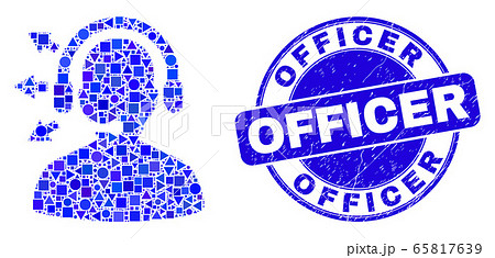 Blue Scratched Officer Seal and Radio Operator Mosaic 65817639
