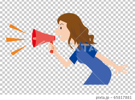 女性 拡声器 伝える 影響 インフルエンサーのイラスト素材