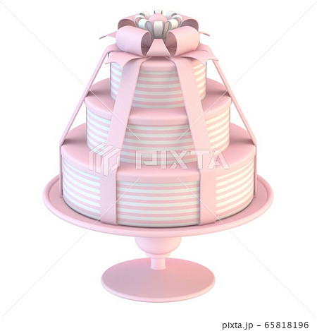 Pink white cake with ribbon bows 3D Pink white cake with ribbon bows 3D 65818196