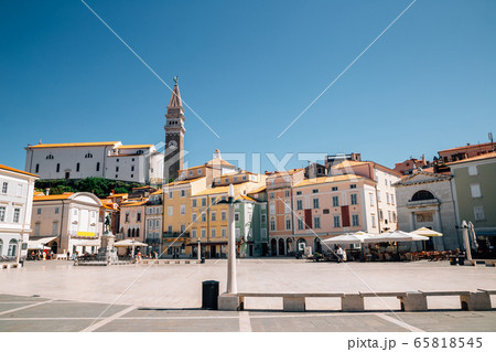 Old town Tartini square and St. George's Parish Church in Piran, Slovenia Old town Tartini square and St. George's Parish Church in Piran, Slovenia 65818545