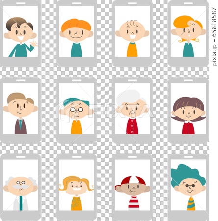 Smartphone screen Various people Silver Smartphone screen Various people Silver 65818587