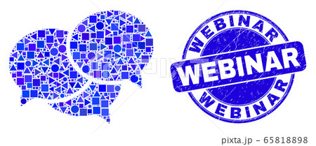 Blue Distress Webinar Stamp Seal and Webinar Messages Mosaic 65818898