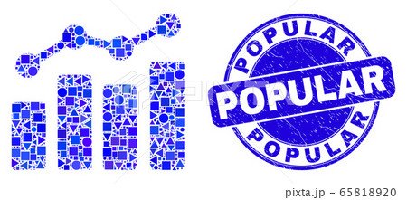 Blue Grunge Popular Seal and Trend Chart Mosaic 65818920