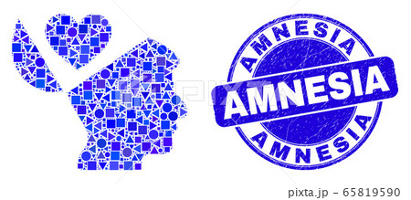 Blue Scratched Amnesia Stamp and Favourites Open Mind Mosaic 65819590