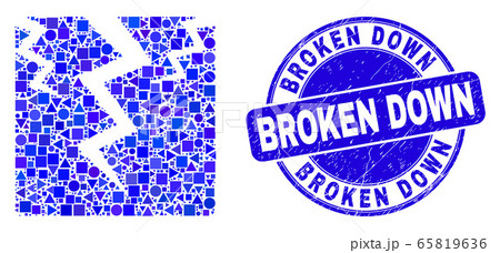 Blue Distress Broken Down Stamp and Crack Mosaic Blue Distress Broken Down Stamp and Crack Mosaic 65819636