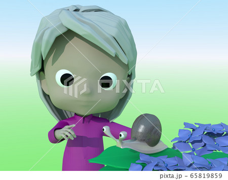 あじさいとカタツムリとシニア 65819859