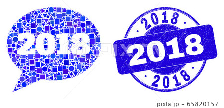 Blue Distress 2018 Seal and 2018 Message Balloon Mosaic Blue Distress 2018 Seal and 2018 Message Balloon Mosaic 65820157
