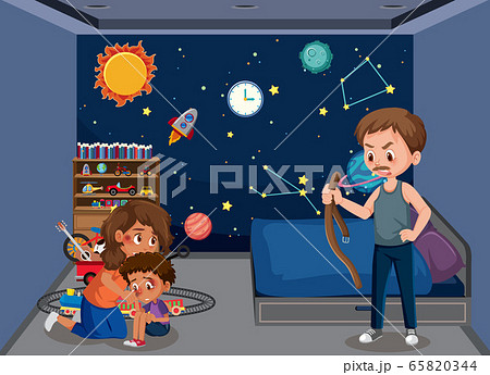 Scene with parents bullying their family at home 65820344